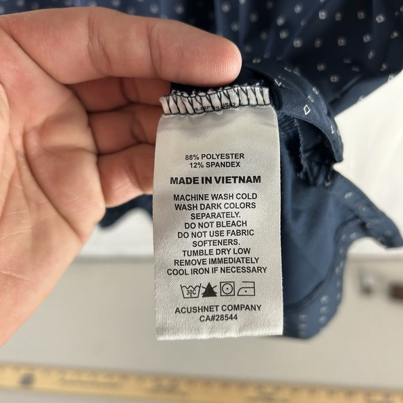 FootJoy Mens Golf Polo Sz XL Navy/White Geometric Diamond Print Mesa - Picture 11 of 15